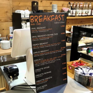 Affichage tarifs Cham Café