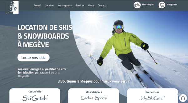 Site web Gachet sports, Location de ski à megève