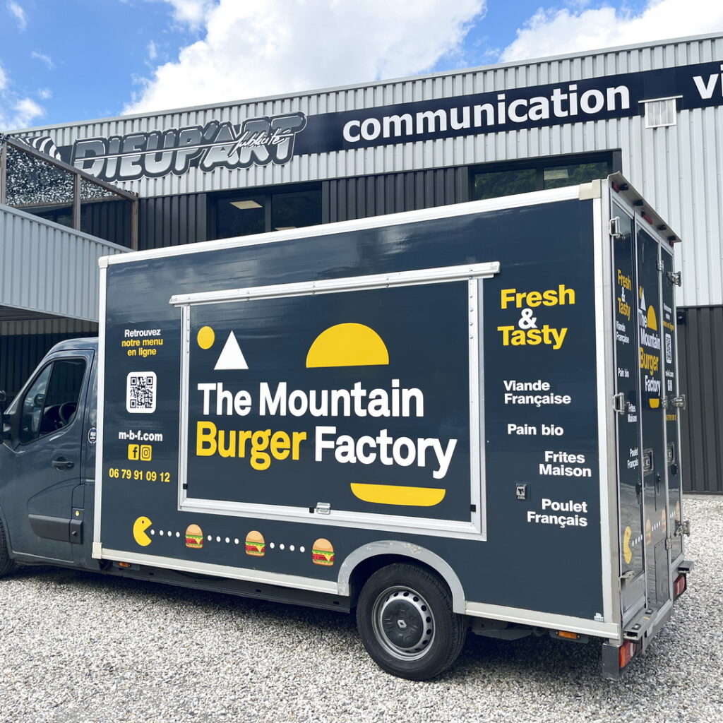 Textes adhésifs foodtruck mountain burger factory