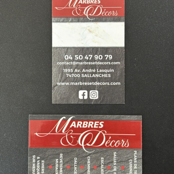 Cartes de visite pour Marbres et Décors